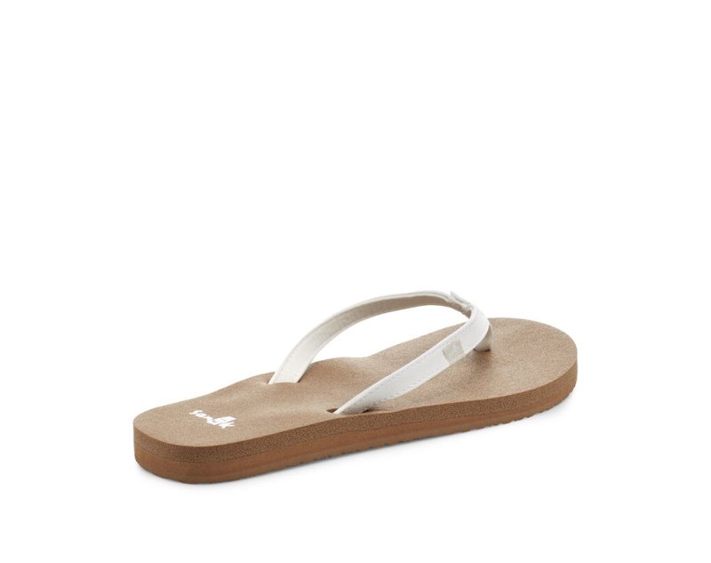 Sanuk Yoga Joy Women's Flip Flops White / Brown | Canada 64QMA